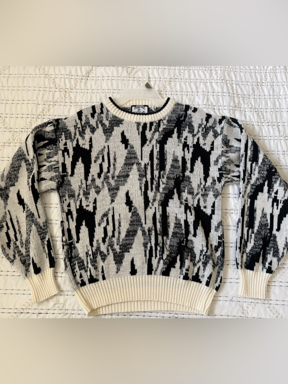 Sostanza Fashion Police Vintage Y2K  80s 90s Abstract Knit Sweater M Retro - Picture 3 of 7